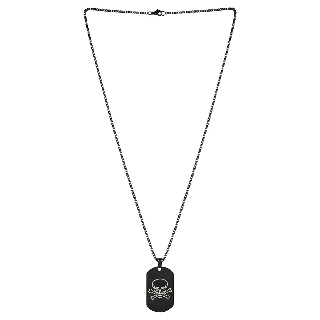 Skull & Bones Black Men's Curve Tag Mantra Necklace