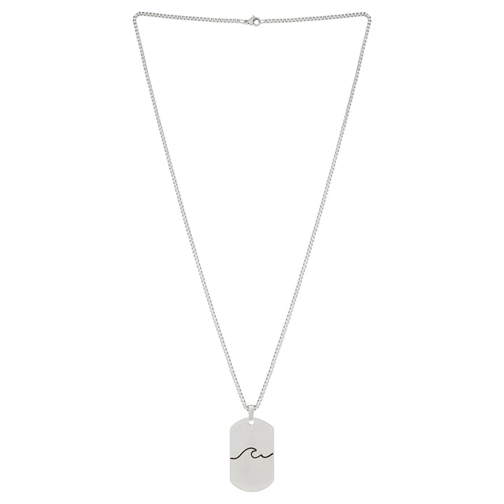 Wave Silver Men's Curve Tag Mantra Necklace