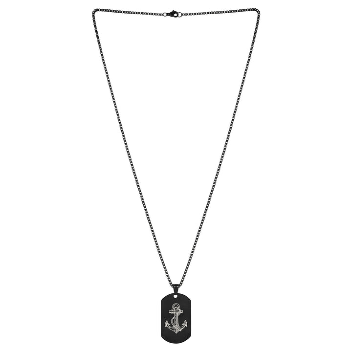 Anchor Black Men's Curve Tag Mantra Necklace