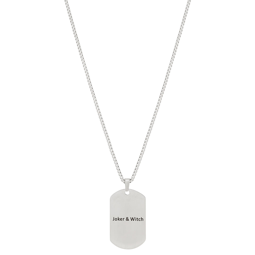 Joker & Witch Silver Men's Curve Tag Mantra Necklace
