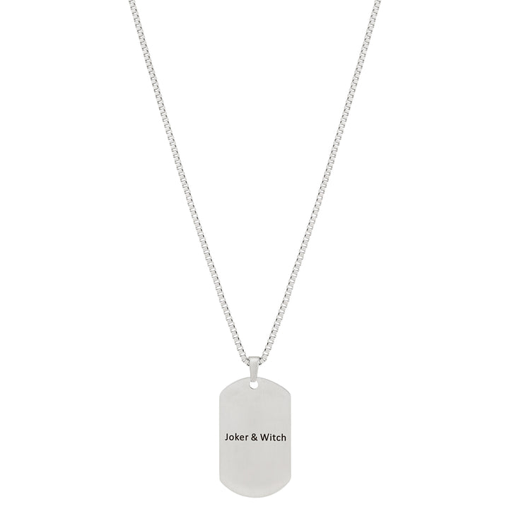 Joker & Witch Silver Men's Curve Tag Mantra Necklace