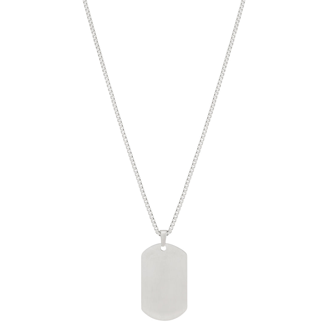 Minimal Silver Men's Curve Tag Mantra Necklace