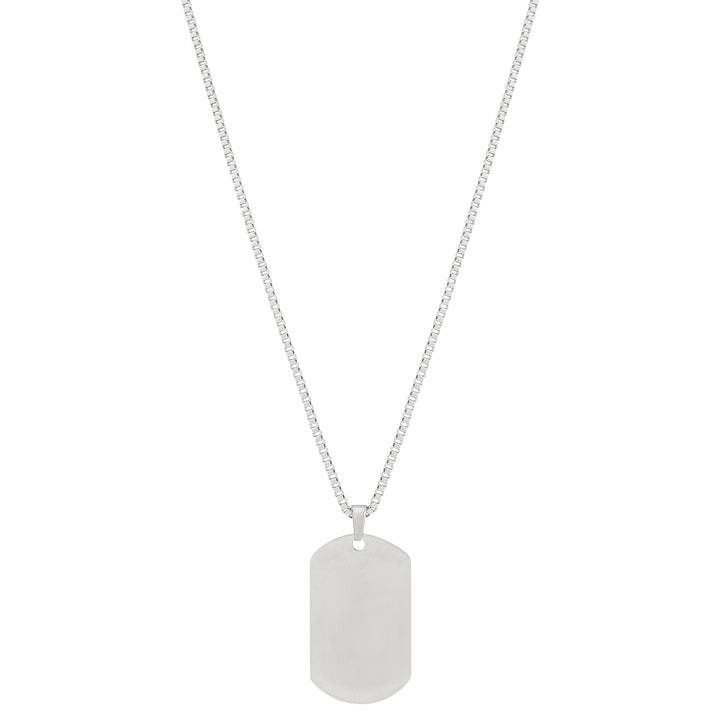 Minimal Silver Men's Curve Tag Mantra Necklace