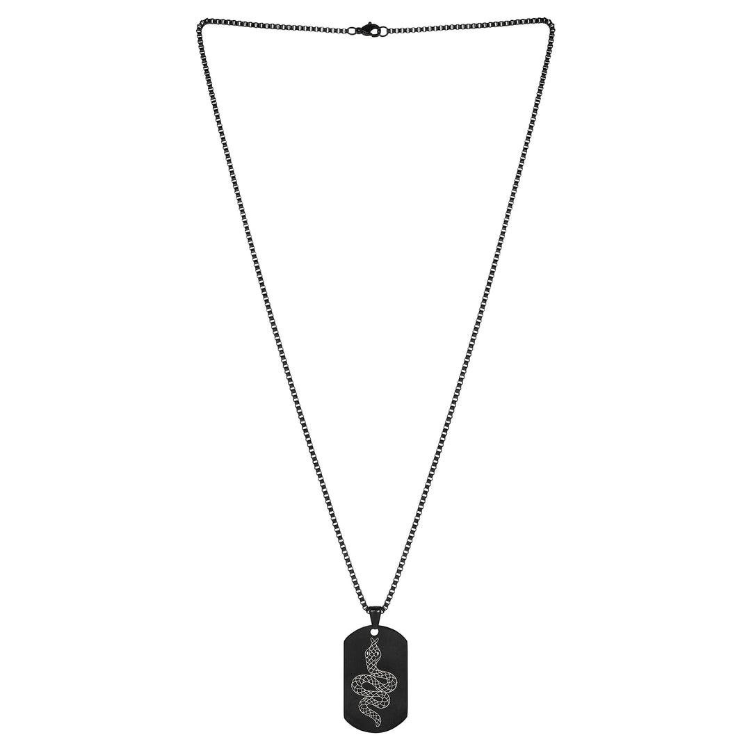 Serpent Black Men's Curve Tag Mantra Necklace