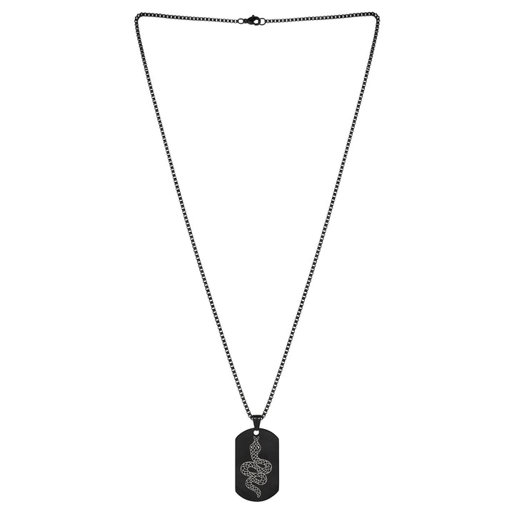 Serpent Black Men's Curve Tag Mantra Necklace