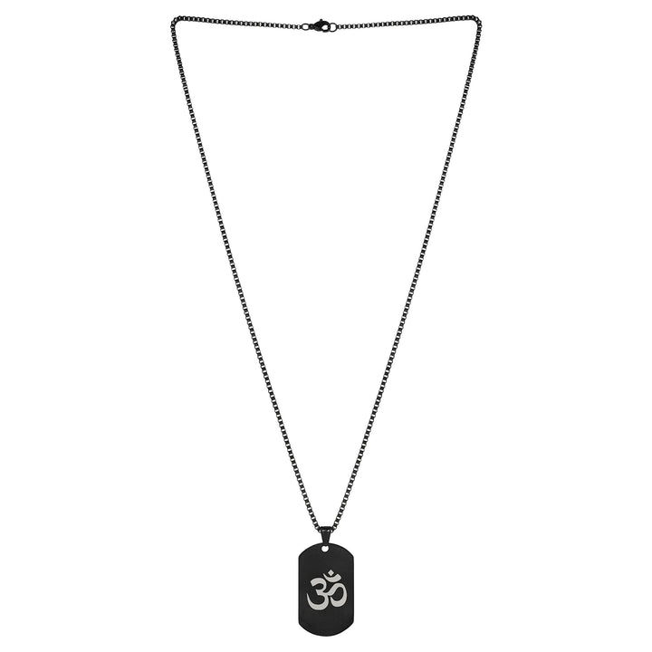 Om Black Men's Curve Tag Mantra Necklace