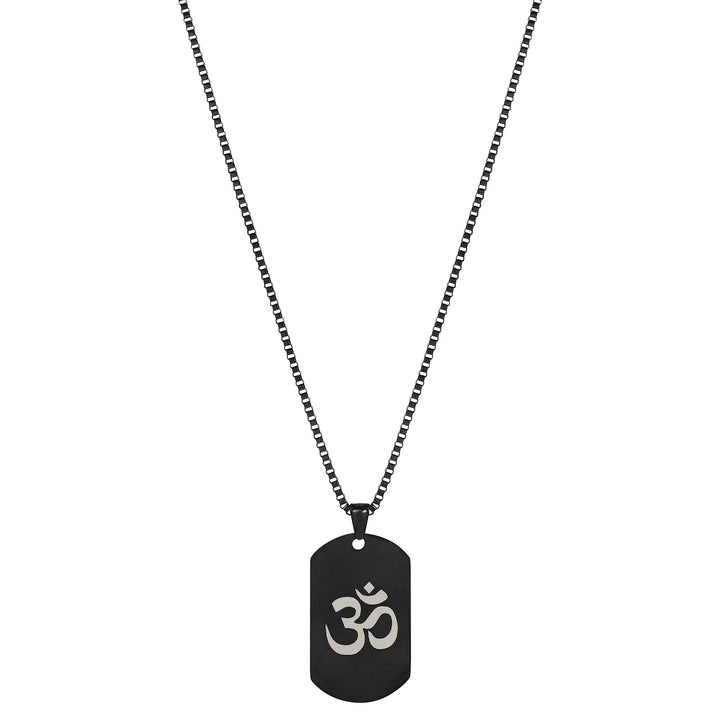 Om Black Men's Curve Tag Mantra Necklace