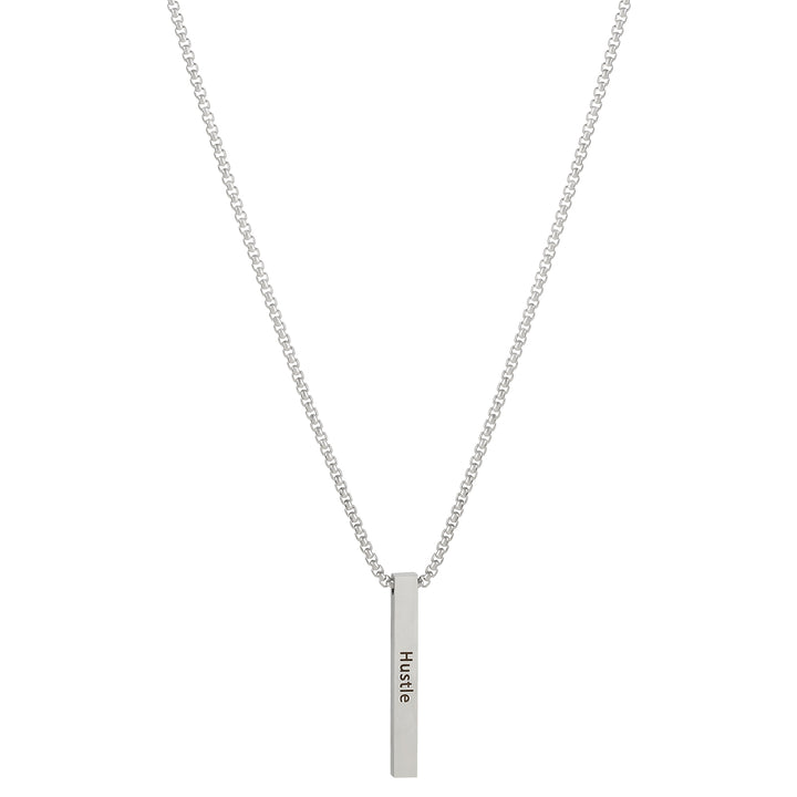 Hustle Silver Men's Bar Mantra Necklace