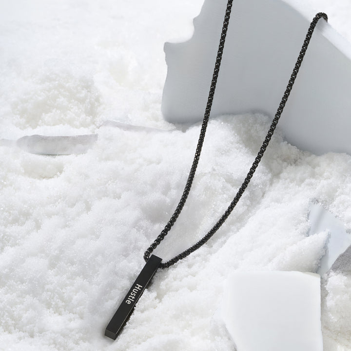 Hustle Black Men's Bar Mantra Necklace
