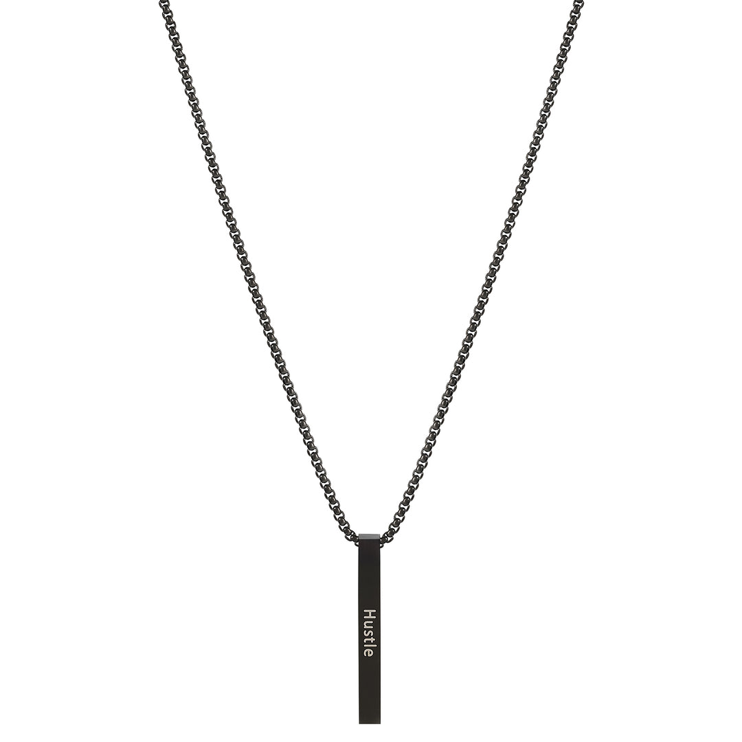Hustle Black Men's Bar Mantra Necklace