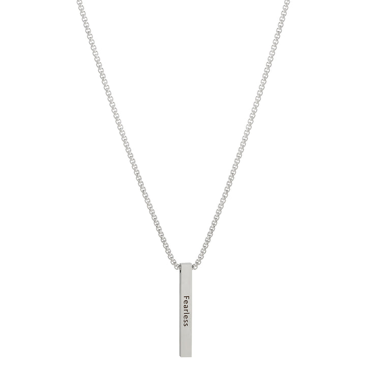 Fearless Silver Men's Bar Mantra Necklace