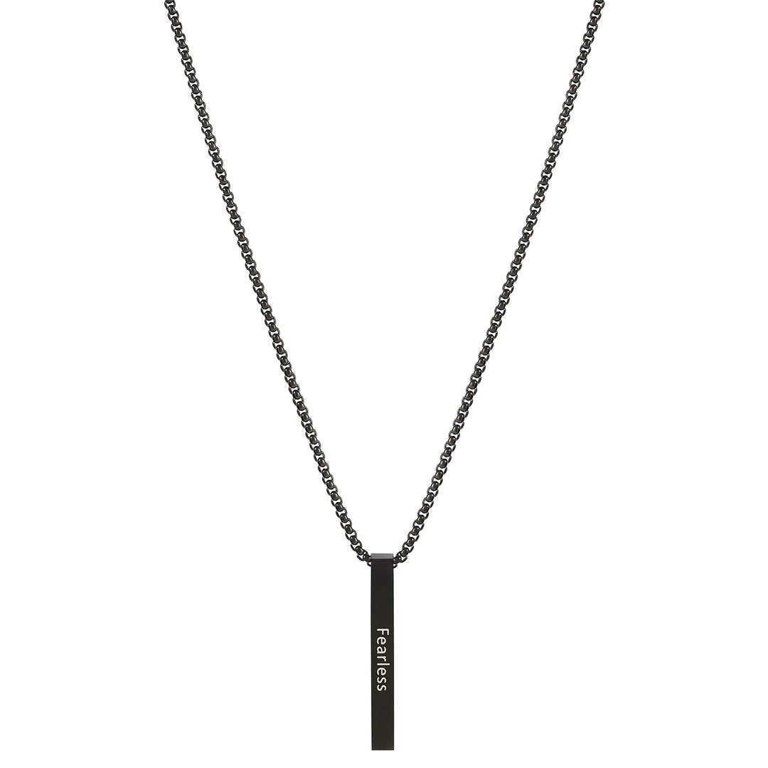 Fearless Black Men's Bar Mantra Necklace