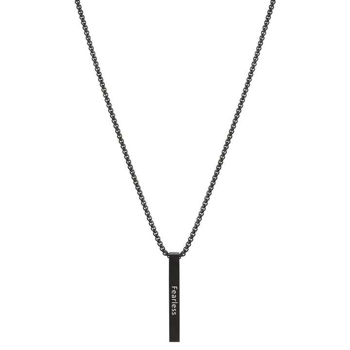 Fearless Black Men's Bar Mantra Necklace