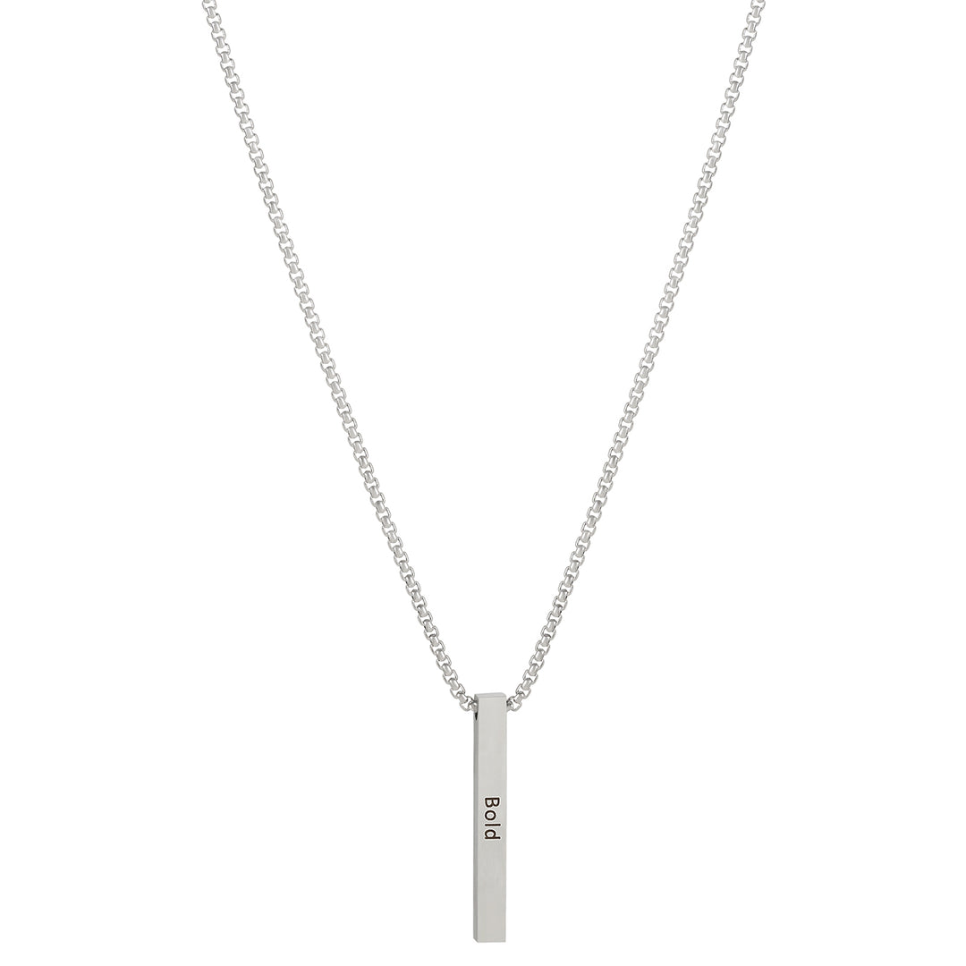 Bold Silver Men's Bar Mantra Necklace