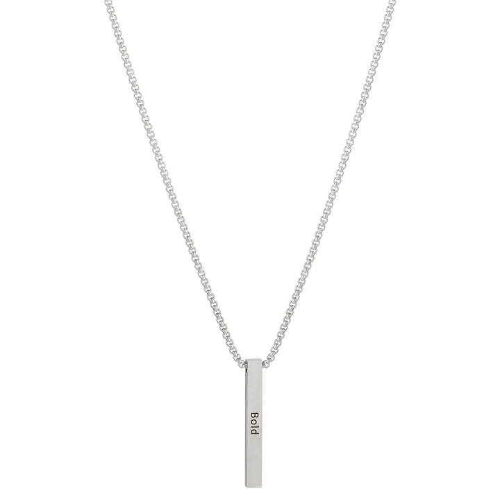 Bold Silver Men's Bar Mantra Necklace