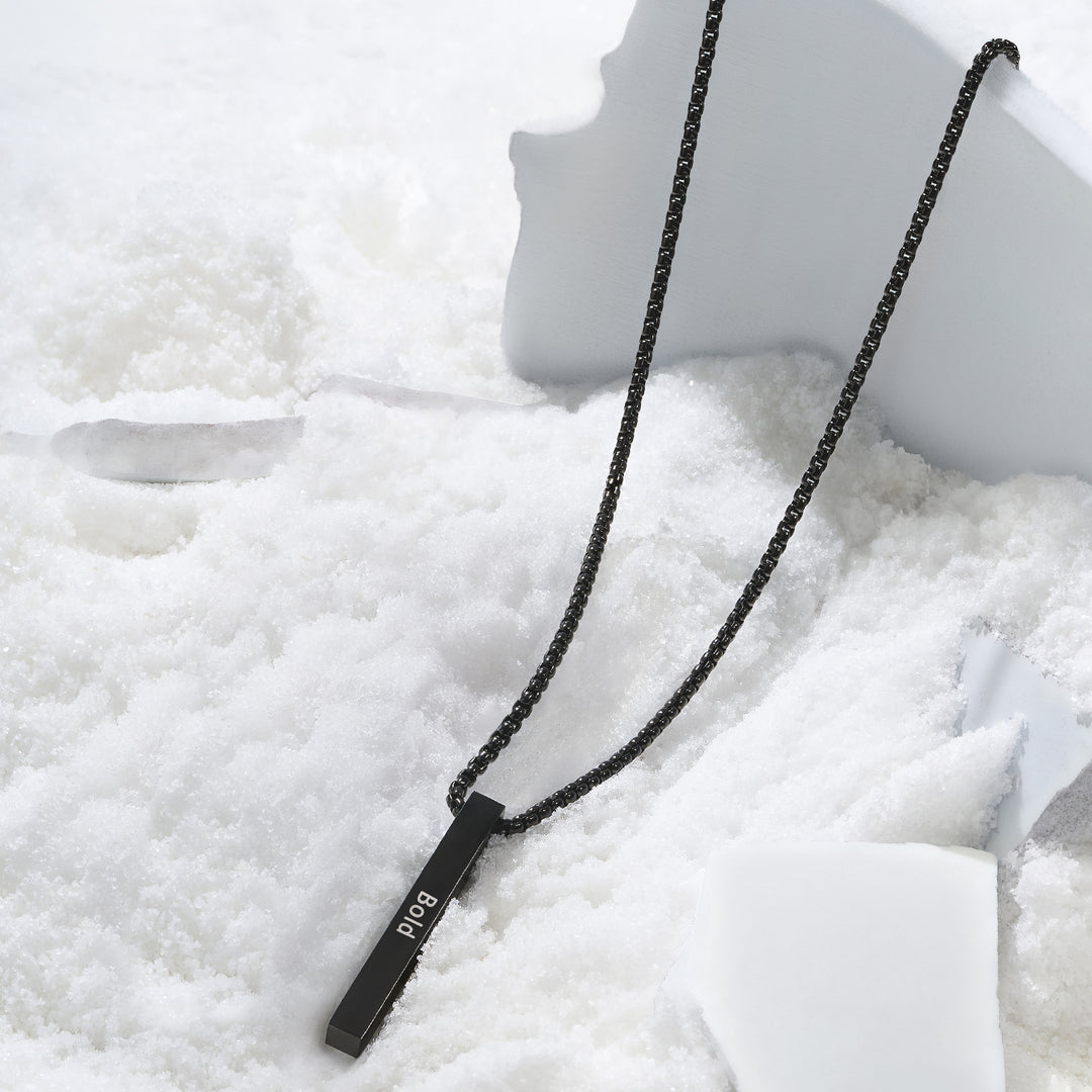 Bold Black Men's Bar Mantra Necklace