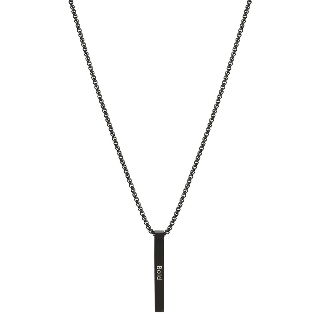 Bold Black Men's Bar Mantra Necklace