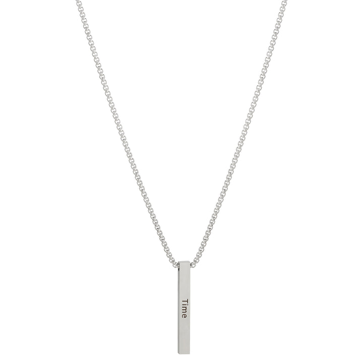 Time Silver Men's Bar Mantra Necklace