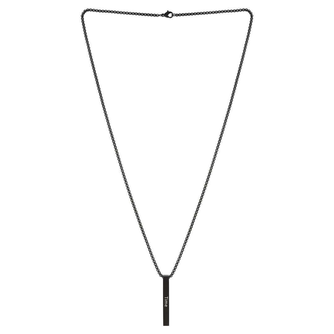Time Black Men's Bar Mantra Necklace