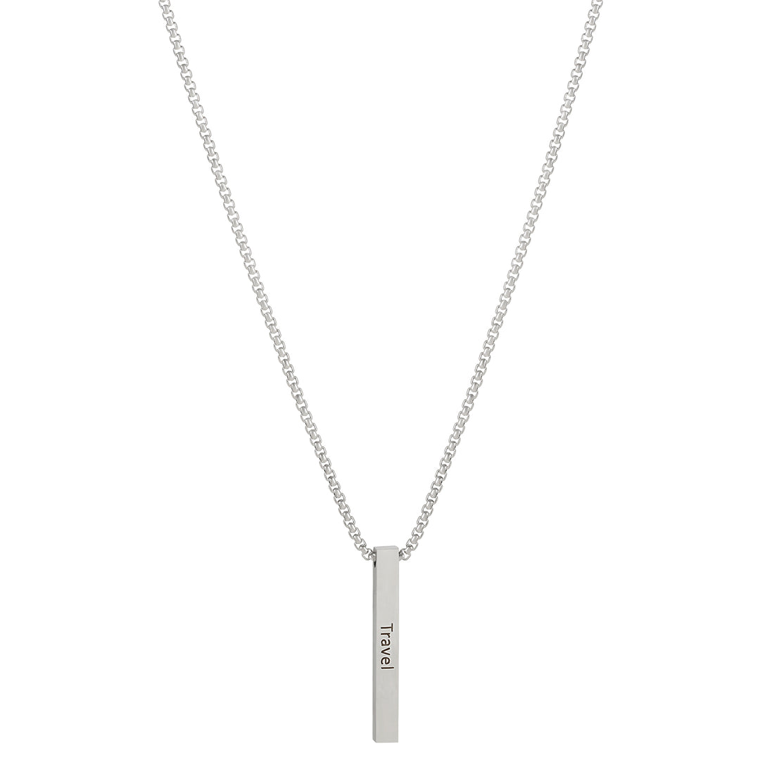 Travel Silver Men's Bar Mantra Necklace