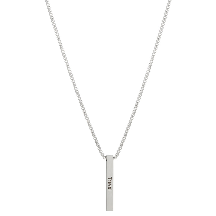 Travel Silver Men's Bar Mantra Necklace