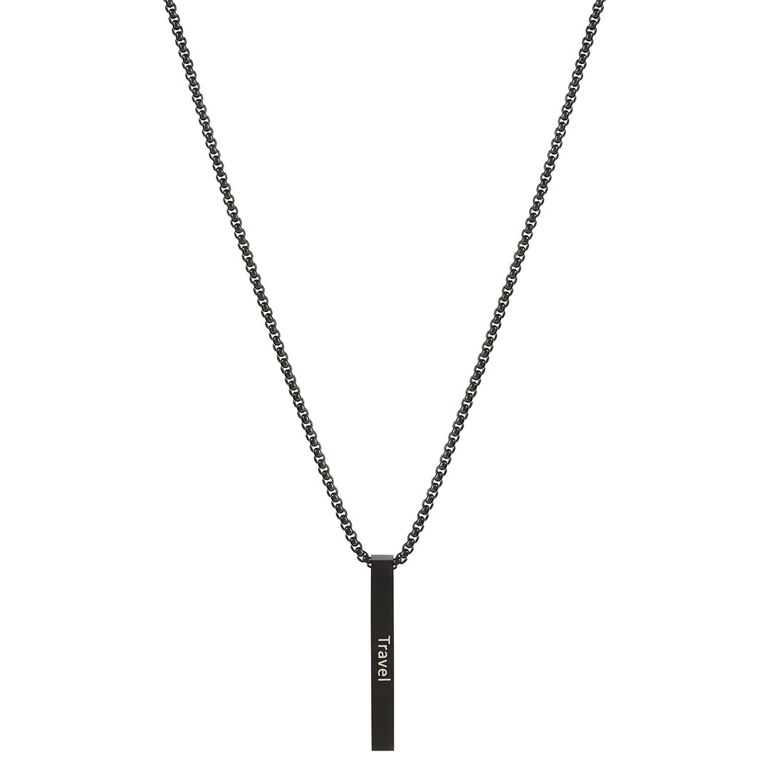 Travel Black Men's Bar Mantra Necklace