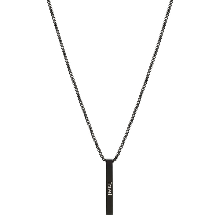Travel Black Men's Bar Mantra Necklace
