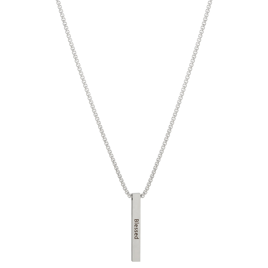 Blessed Silver Men's Bar Mantra Necklace