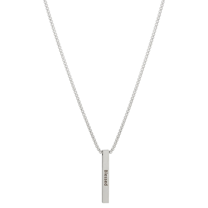 Blessed Silver Men's Bar Mantra Necklace