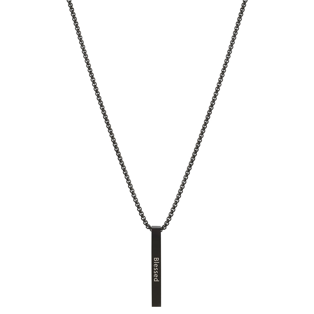 Blessed Black Men's Bar Mantra Necklace