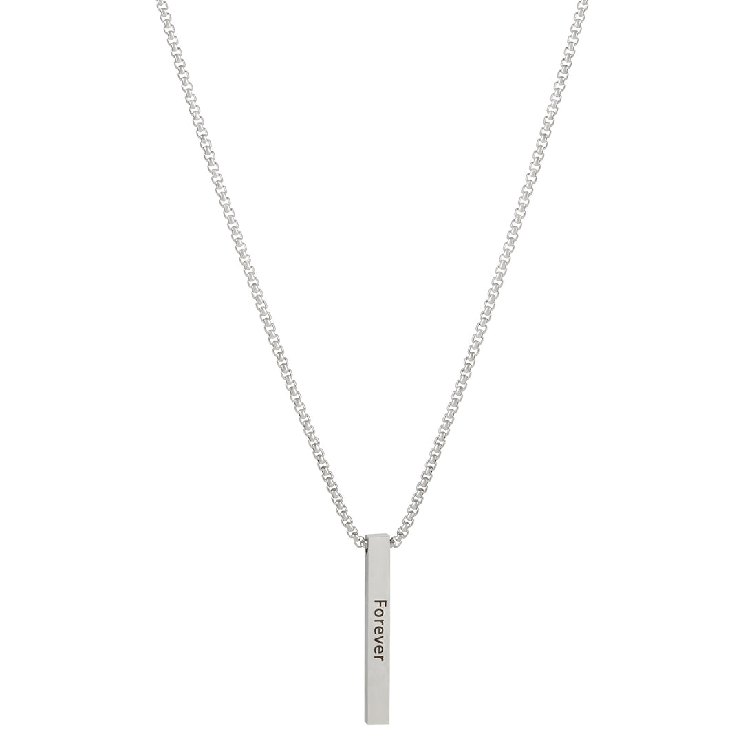 Forever Silver Men's Bar Mantra Necklace