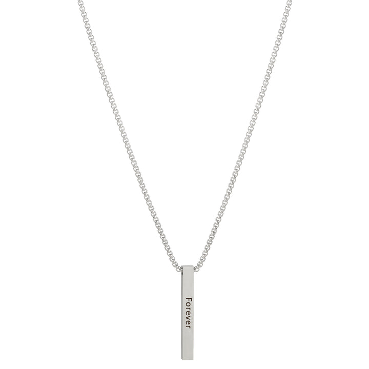 Forever Silver Men's Bar Mantra Necklace