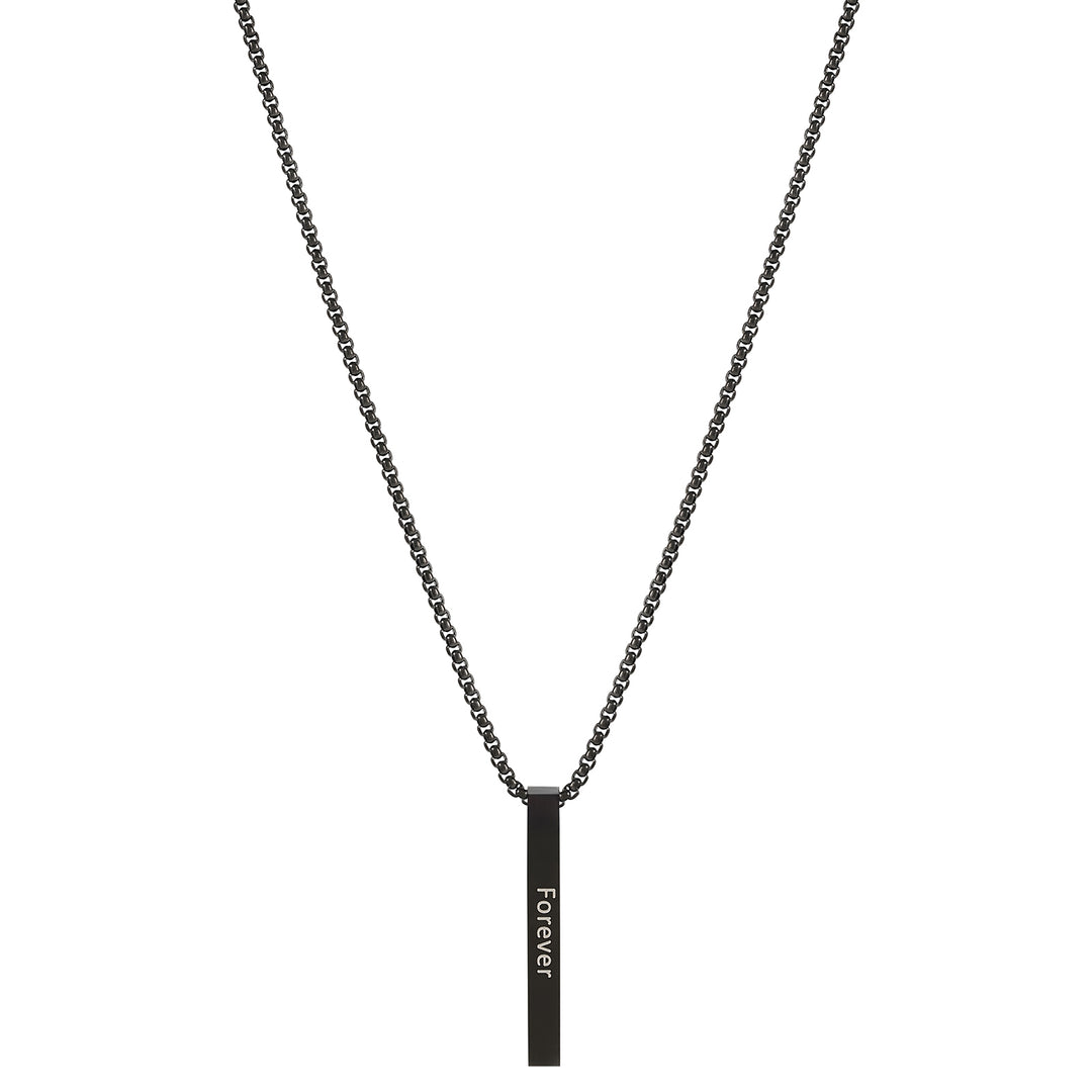 Forever Black Men's Bar Mantra Necklace