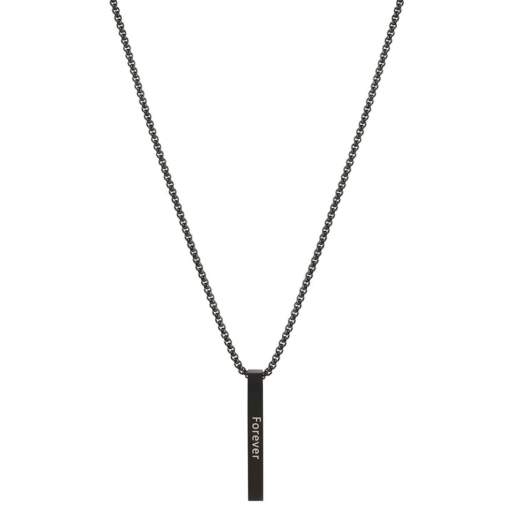 Forever Black Men's Bar Mantra Necklace