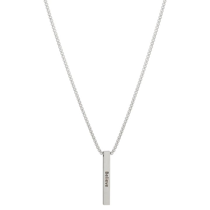 Believe Silver Men's Bar Mantra Necklace