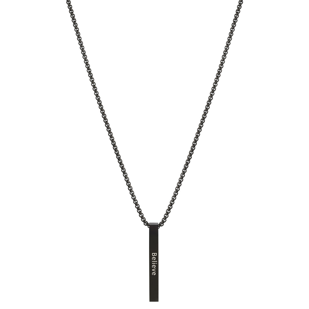 Believe Black Men's Bar Mantra Necklace
