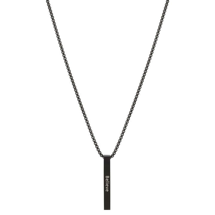 Believe Black Men's Bar Mantra Necklace
