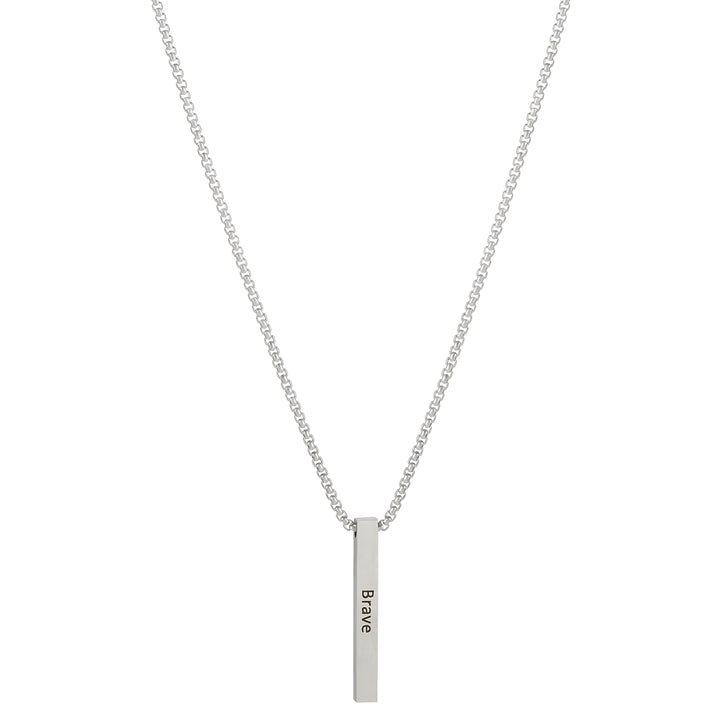 Brave Silver Men's Bar Mantra Necklace