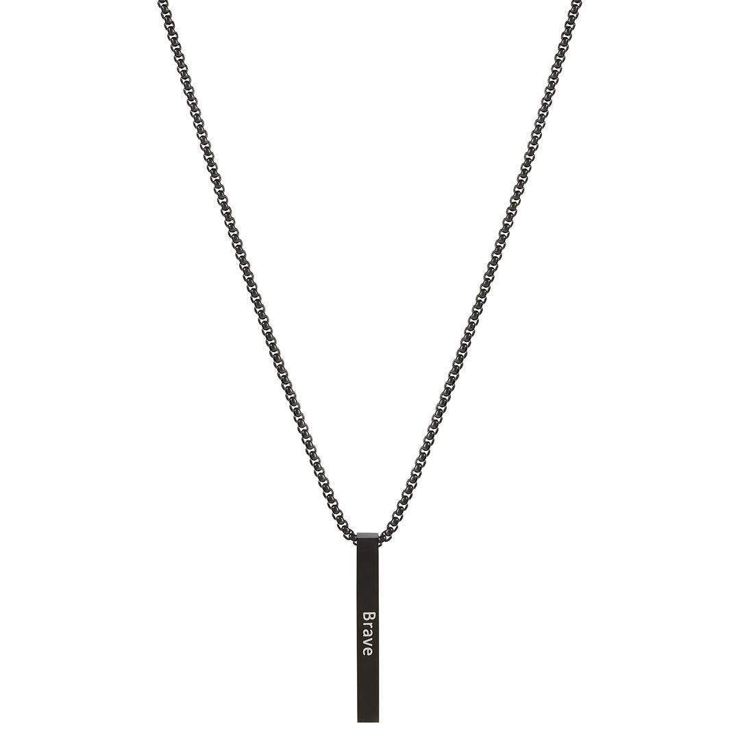 Brave Black Men's Bar Mantra Necklace