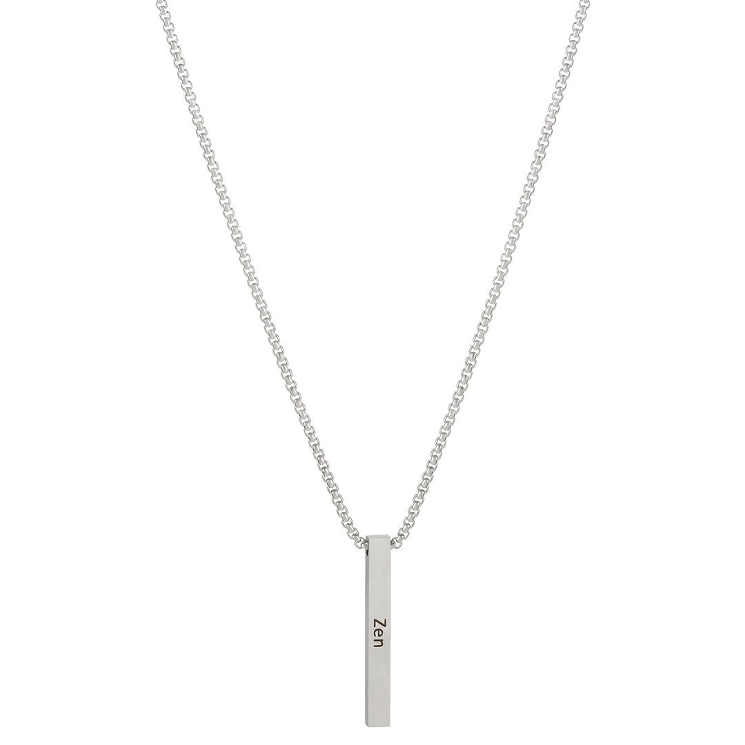 Zen Silver Men's Bar Mantra Necklace