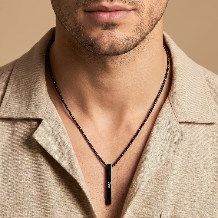 Zen Black Men's Bar Mantra Necklace