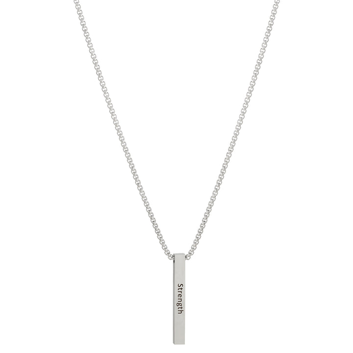 Strength Silver Men's Bar Mantra Necklace