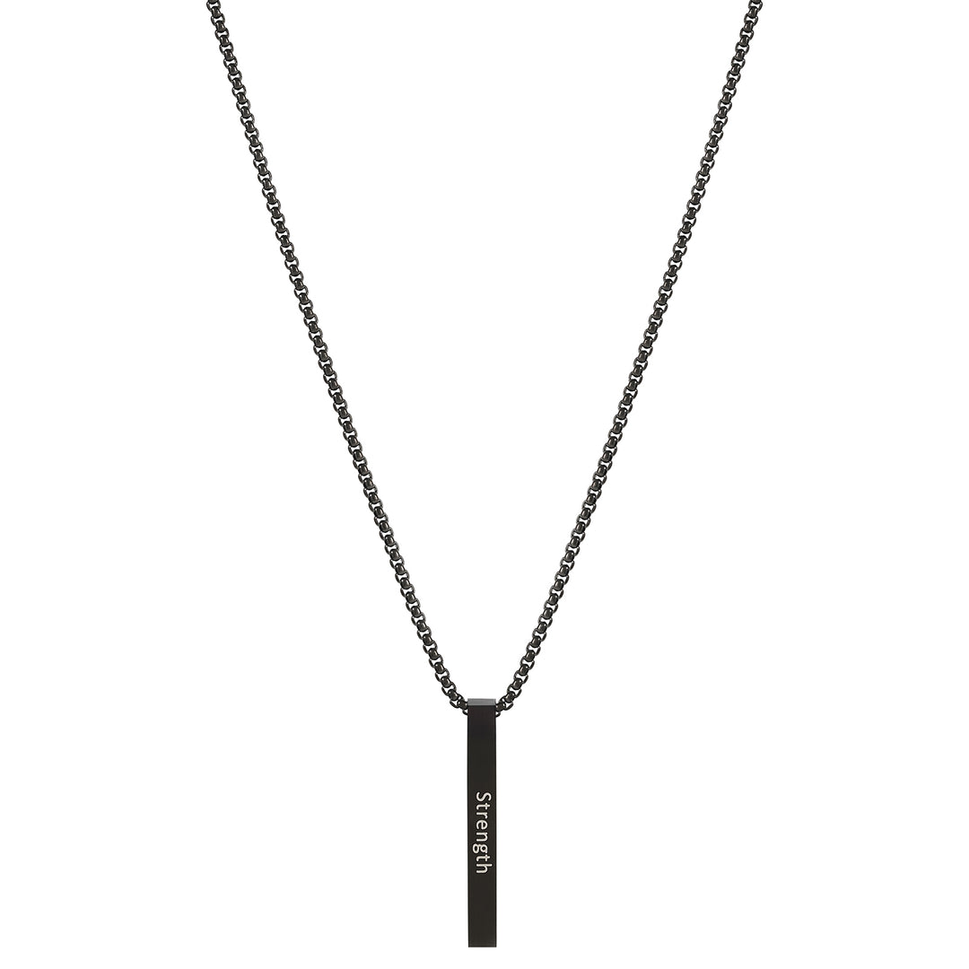 Strength Black Men's Bar Mantra Necklace