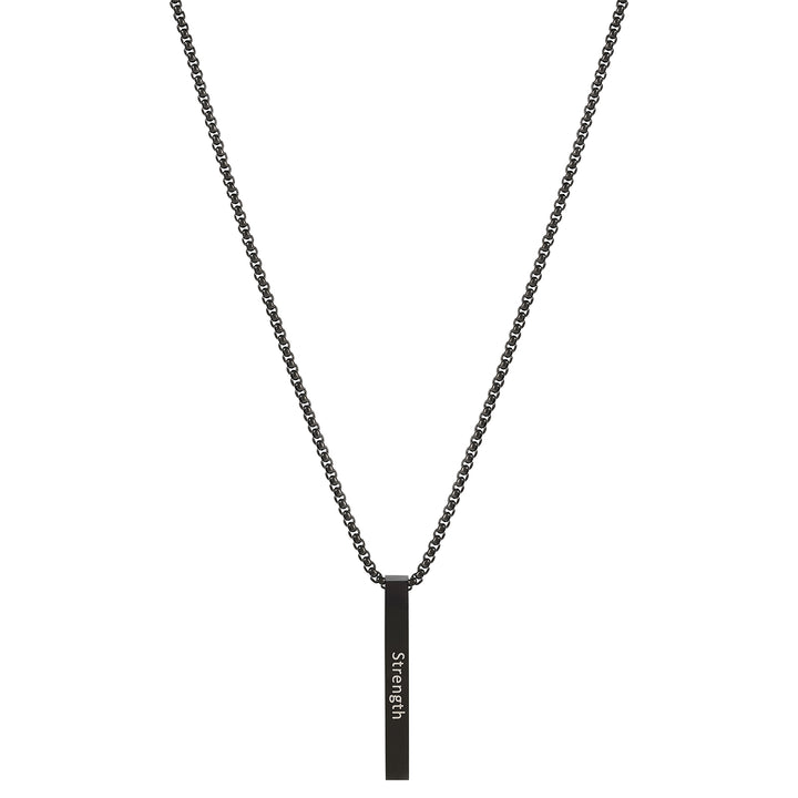 Strength Black Men's Bar Mantra Necklace