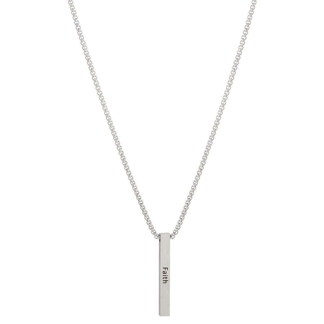 Faith Silver Men's Bar Mantra Necklace