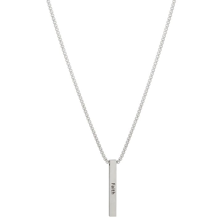 Faith Silver Men's Bar Mantra Necklace