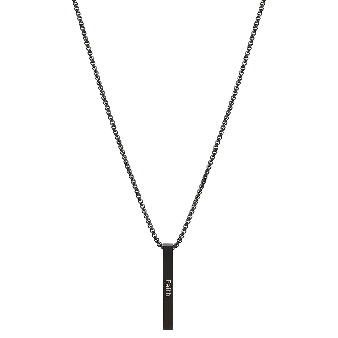 Faith Black Men's Bar Mantra Necklace