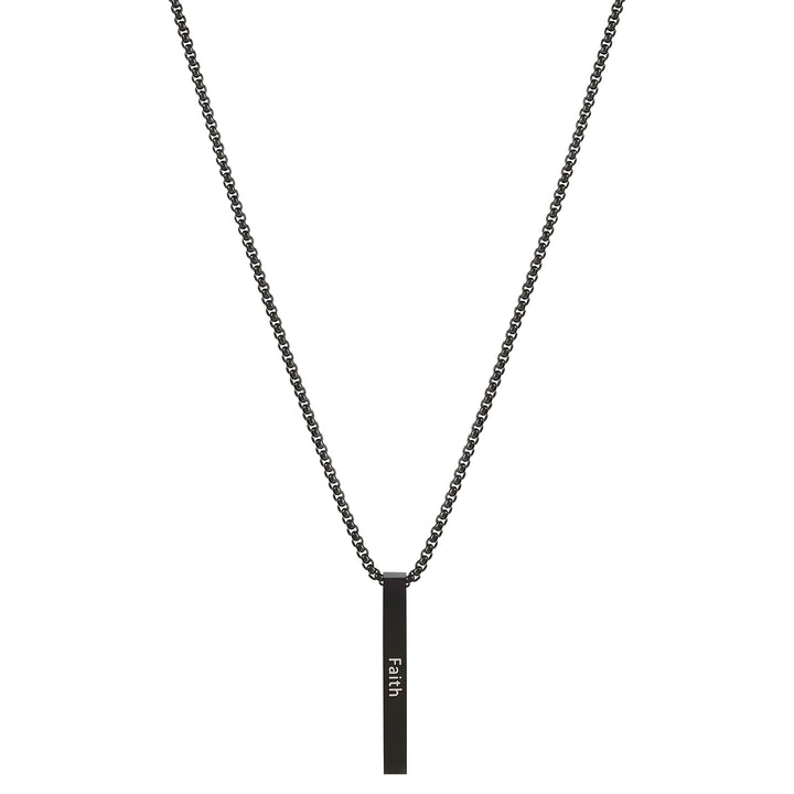 Faith Black Men's Bar Mantra Necklace