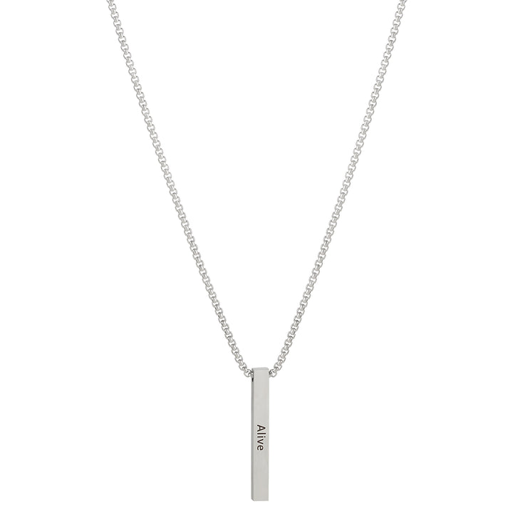 Alive Silver Men's Bar Mantra Necklace