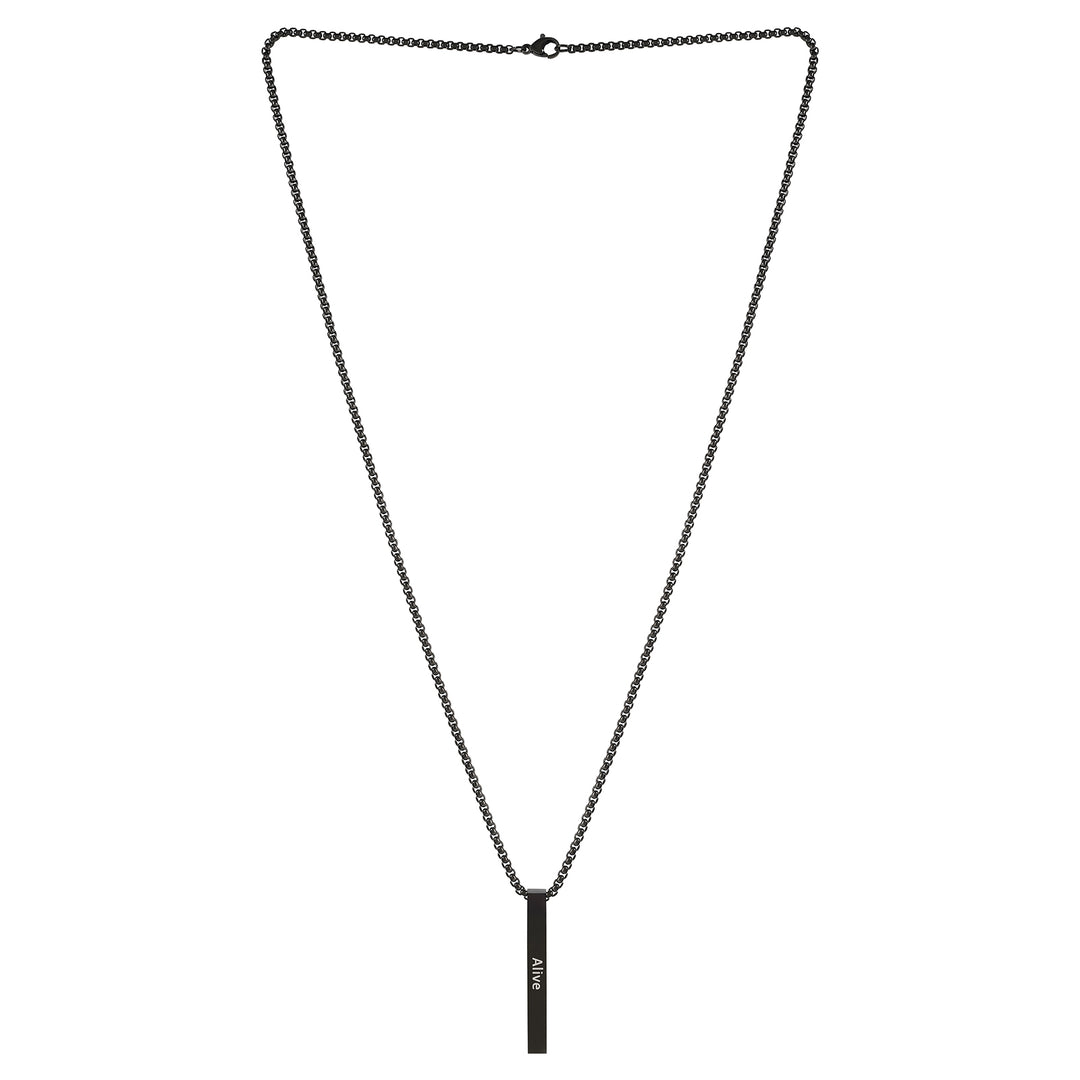 Alive Black Men's Bar Mantra Necklace